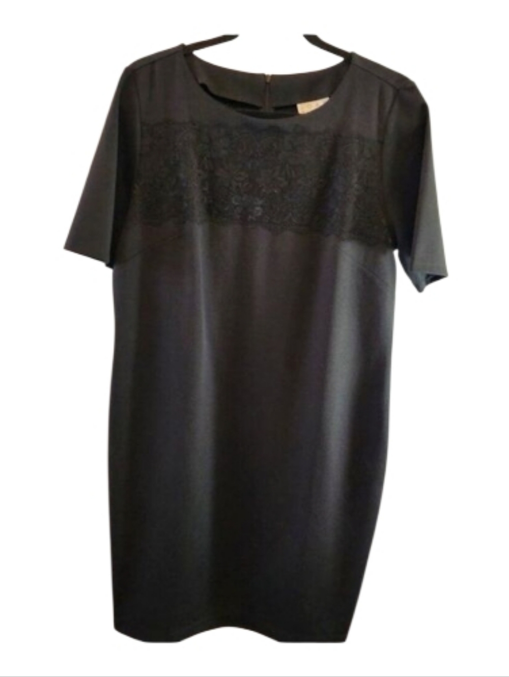 JOAN RIVERS LITTLE BLACK DRESS BLACK LACE FRONT YOKE DETAIL SIZE 16 PONTE NWOT